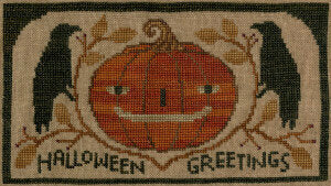 Teresa Kogut Halloween Greetings Crows TK-XS077 halloween cross stitch pattern