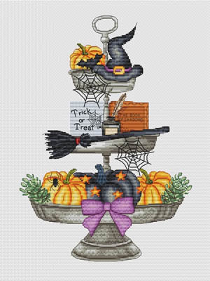 Grille Point de Croix Halloween Tray cross stitch pattern