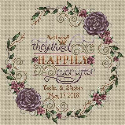 Shannon Christine Happily Ever After wedding cross stitch sampler pattern