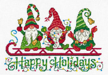 Imaginating Happy Holiday Gnomes Christmas cross stitch pattern
