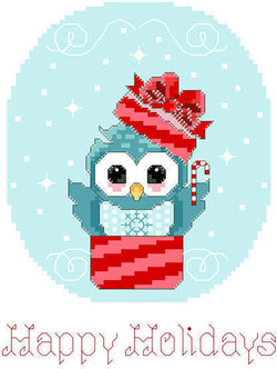 Kooler Design Happy Holidays christmas owl cross stitch pattern
