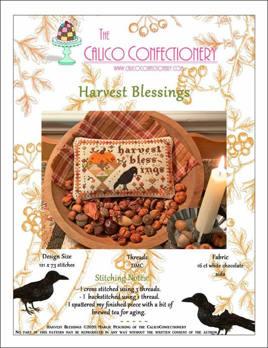 calico confectionery Harvest Blessings cross stitch pattern