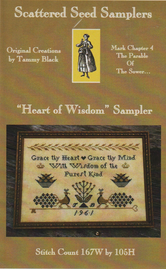 Scattered Seed Samplers Heart of Wisdom Sampler cross stitch pattern