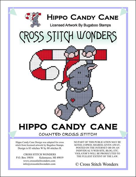 Cross Stitch Wonders Carolyn Manning Hippo Candy Cane Critter Christmas Cross stitch pattern
