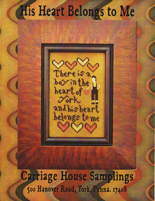 Carriage House His Heart Belongs To Me primitive cross stitch pattern