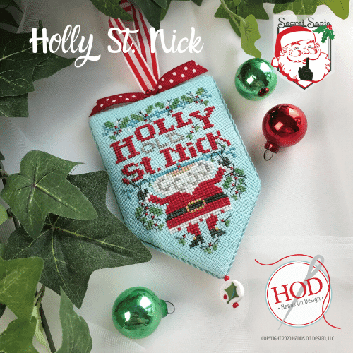 Hands on Design Holly St Nick - Secret Santa christmas cross stitch pattern