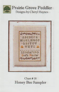 Prairie Grove Peddler Honey Bee Sampler 18 cross stitch pattern