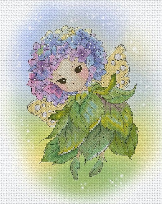 Lena Lawson Hydrangea Sprite cross stitch pattern