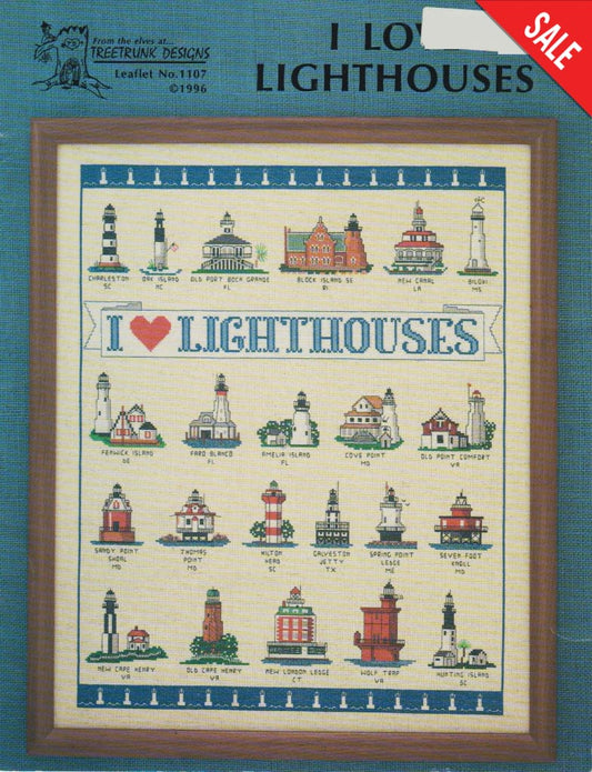 Treetrunk Designs I Love Lighthouses 1107 cross stitch pattern