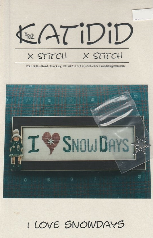 Katidid I Love Snowdays cross stitch pattern