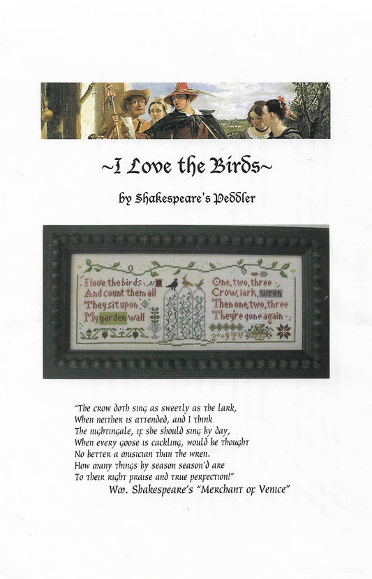 Shakespeare's Peddler I Love the Birds cross stitch pattern