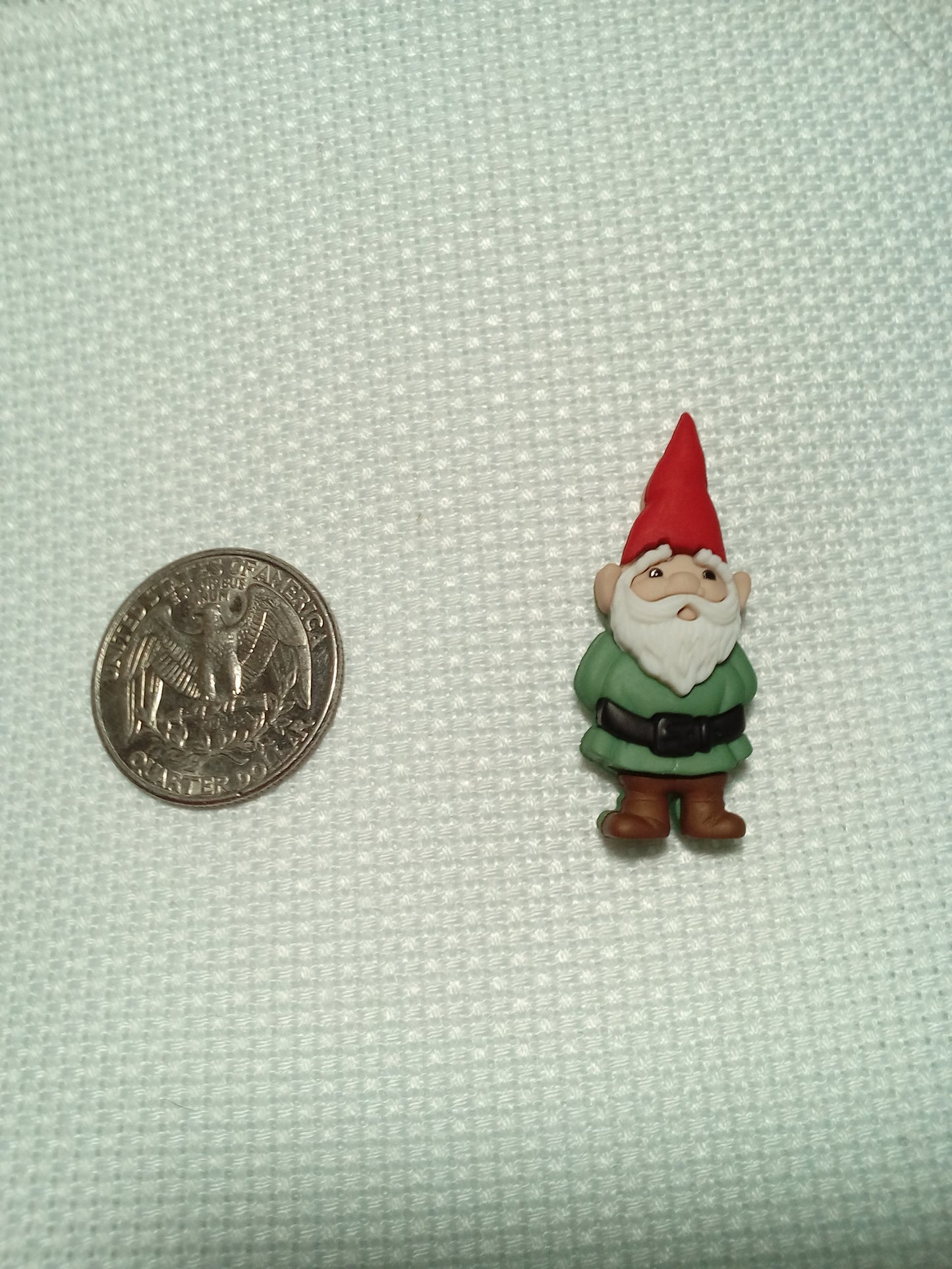 Jesse James button green gnome cross stitch needle minder