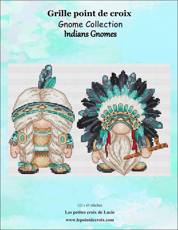 Grille Point de Croix Indians Gnomes cross stitch pattern