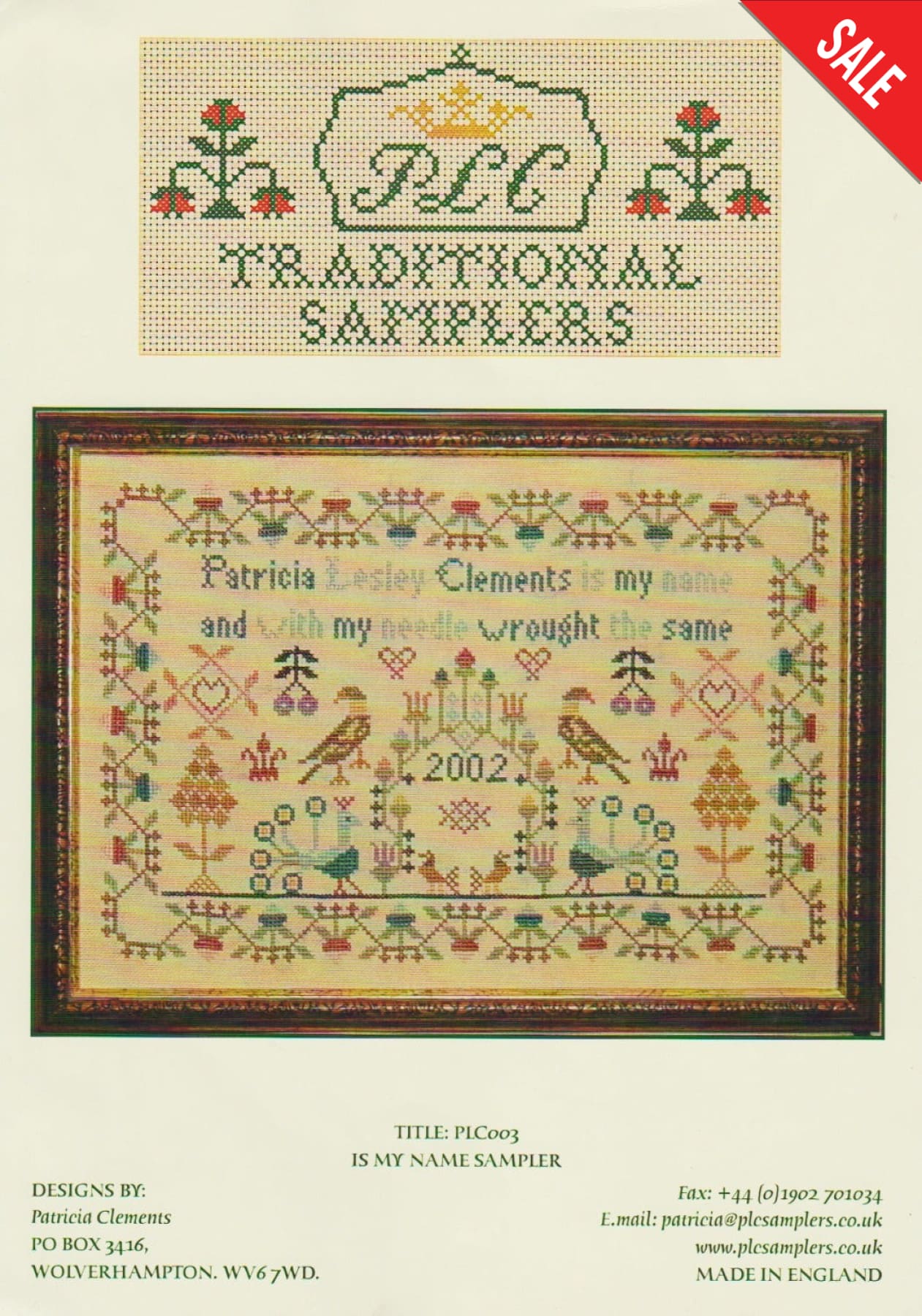 PLC Traditional Samplers Is My Name Sampler cross stitch pattern
