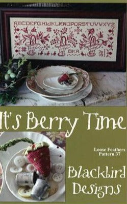 Blackbird It's Berry Time cross stitch pattern