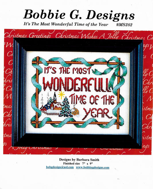 Bobbie G. It's The Most Wonderful Time of the Year MS282 christmas cross stitch pattern