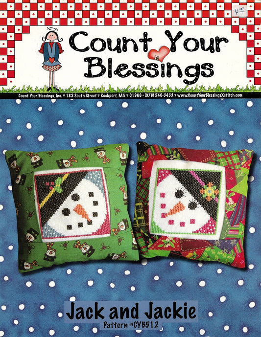 Count Your Blessings Jack and Jackie CYB512 snowman pillow cross stitch pattern