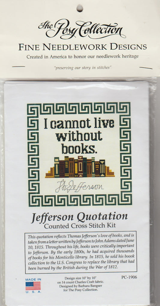 Posy Collection Jefferson Quotation cross stitch kit