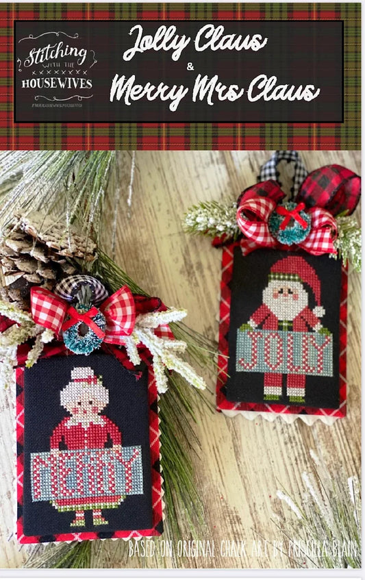 Stitching with the Housewives Jolly Claus & Merry Mrs Claus christmas cross stitch pattern