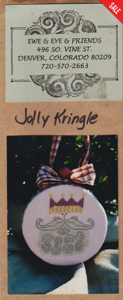 Ewe & Eye Jolly Kringle christmas cross stitch ornament pattern