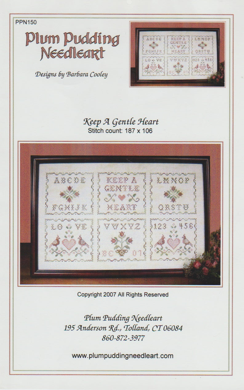 Plum Pudding NeedleArt Keep A Gentle Heart PPN150 cross stitch pattern