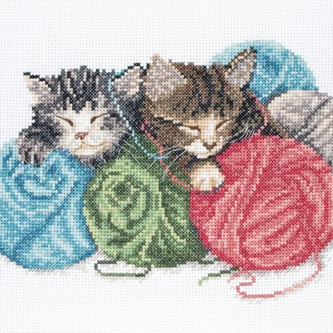 Anchor Knit One, Purl One PCE590 cat cross stitch kit