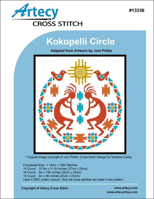 Artecy Kokopelli Circle native american cross stitch pattern