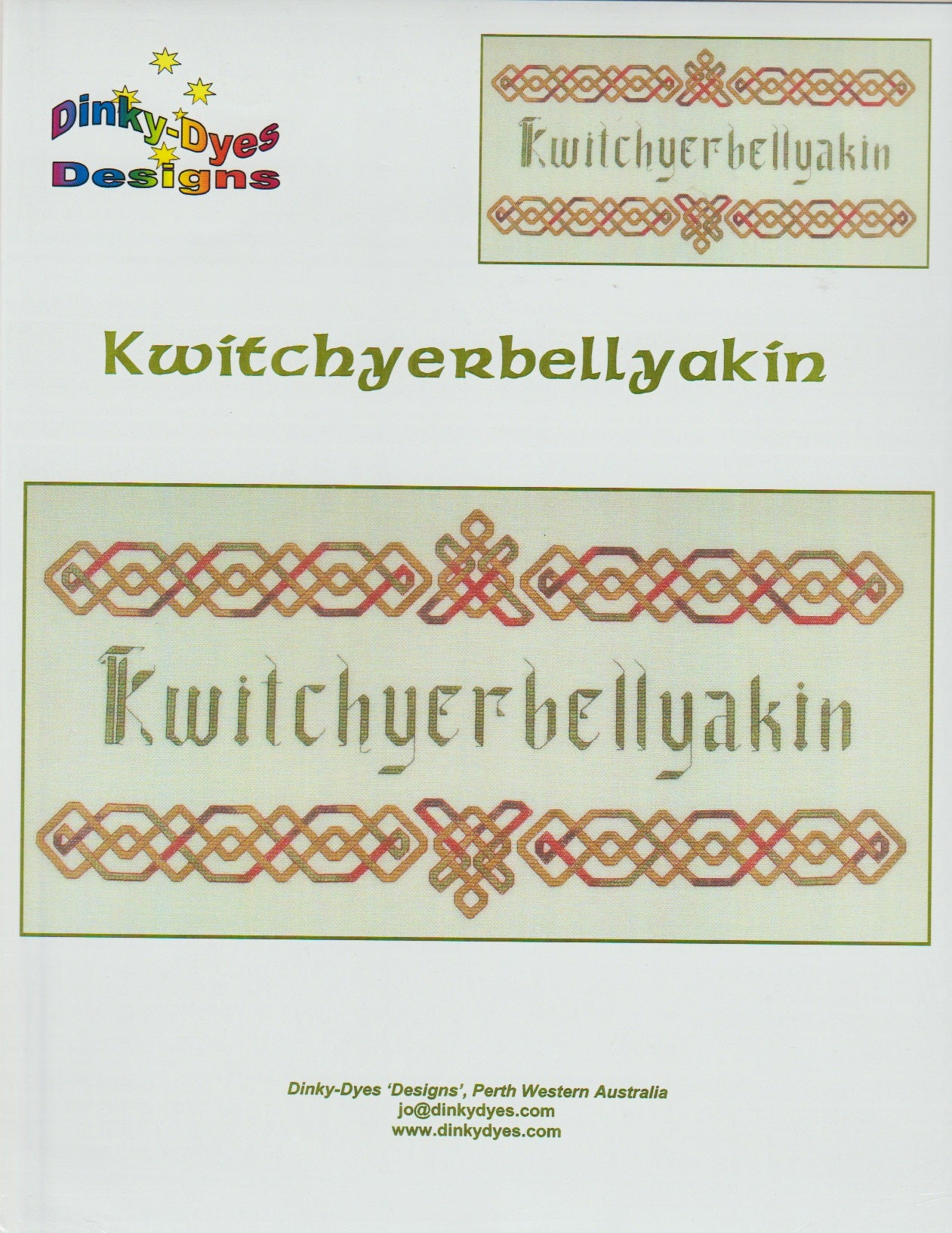 Dinky Dyes Kwitchyerbellyakin cross stitch pattern