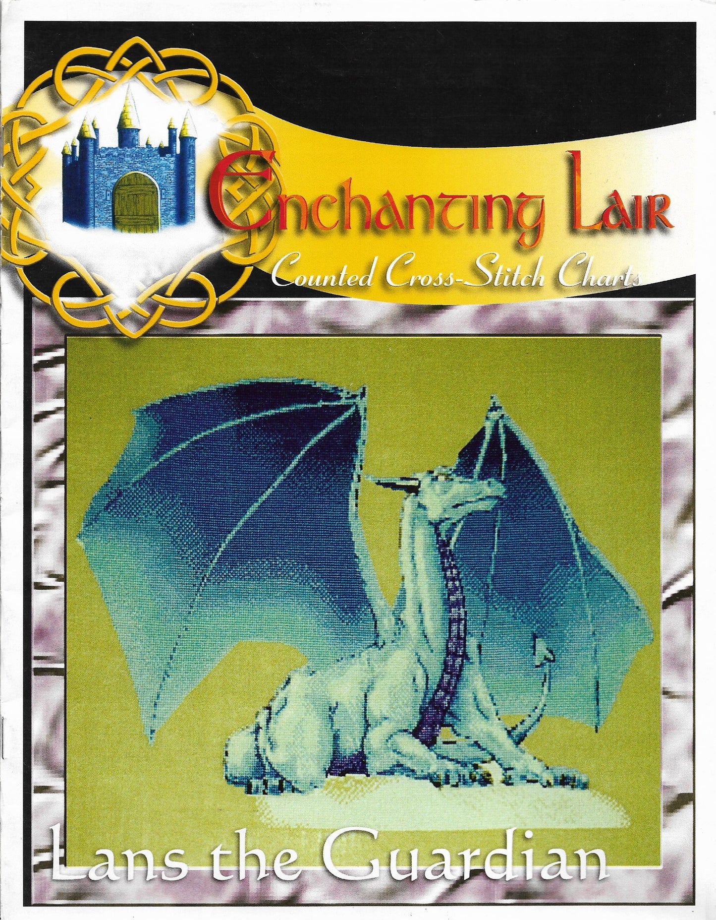 Enchanting Lair Lans the Guardian Dragon fantasy cross stitch pattern