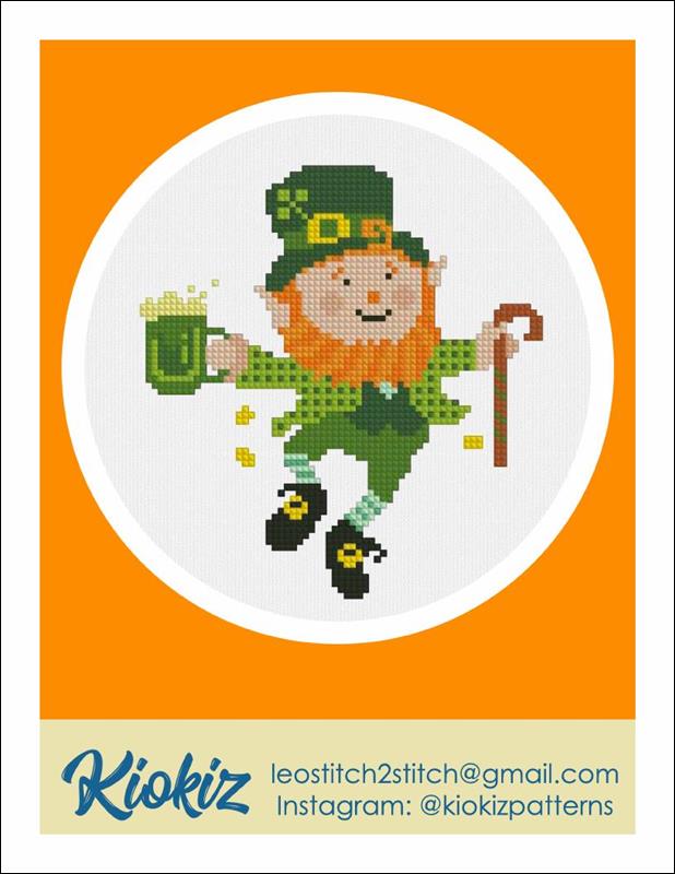 Kiokiz Leprechaun cross stitch pattern