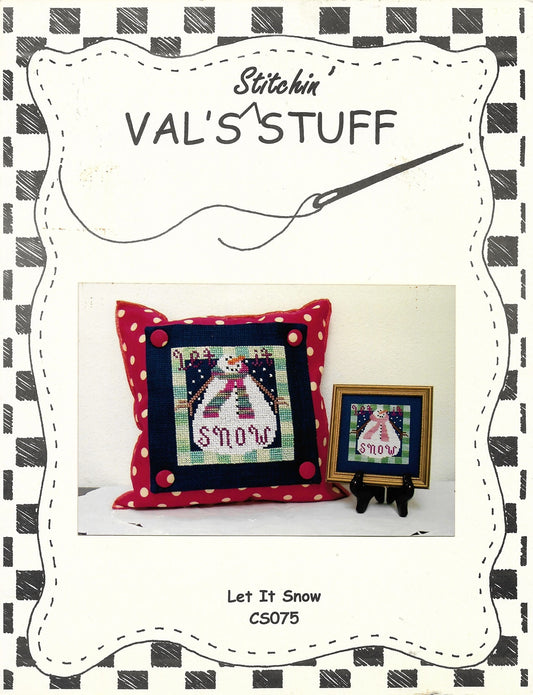 Val's Stuff Let It Snow CS075 christmas pillow cross stitch pattern