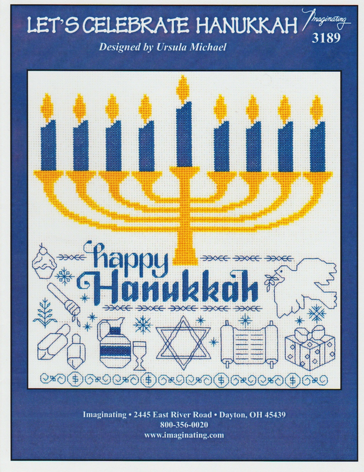 Imaginating Let's Celebrate Hanukkah religious cross stitch pattern