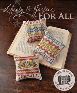 Summer House Liberty & Justice For All cross stitch pillow pattern