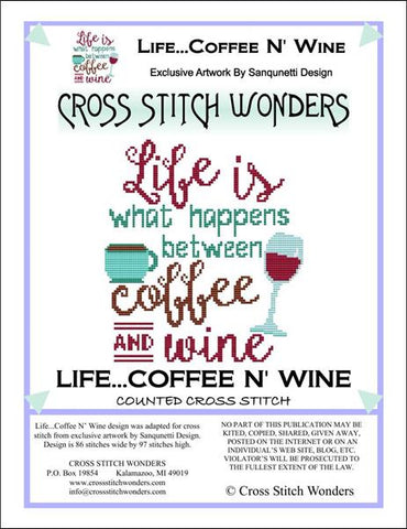 Cross Stitch Wonders Marcia Manning Life ... Coffee N' Wine Cross stitch pattern