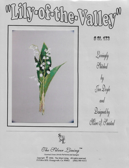 Silver Lining Lily-Of-The-Valley flower cross stitch pattern