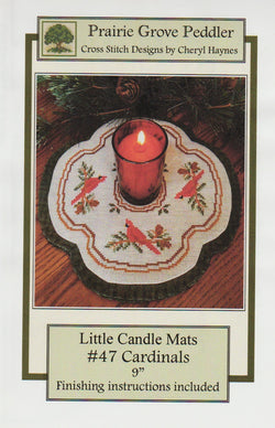 Prairie Grove Peddler Little Candle Mats Cardinals christmas cross stitch pattern