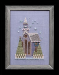 Nora Corbatt Little Snowy Lavender Church NC161 cross stitch pattern