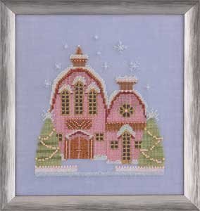 Nora Corbett Little Snowy Pink Cottage NC162 cross stitch pattern
