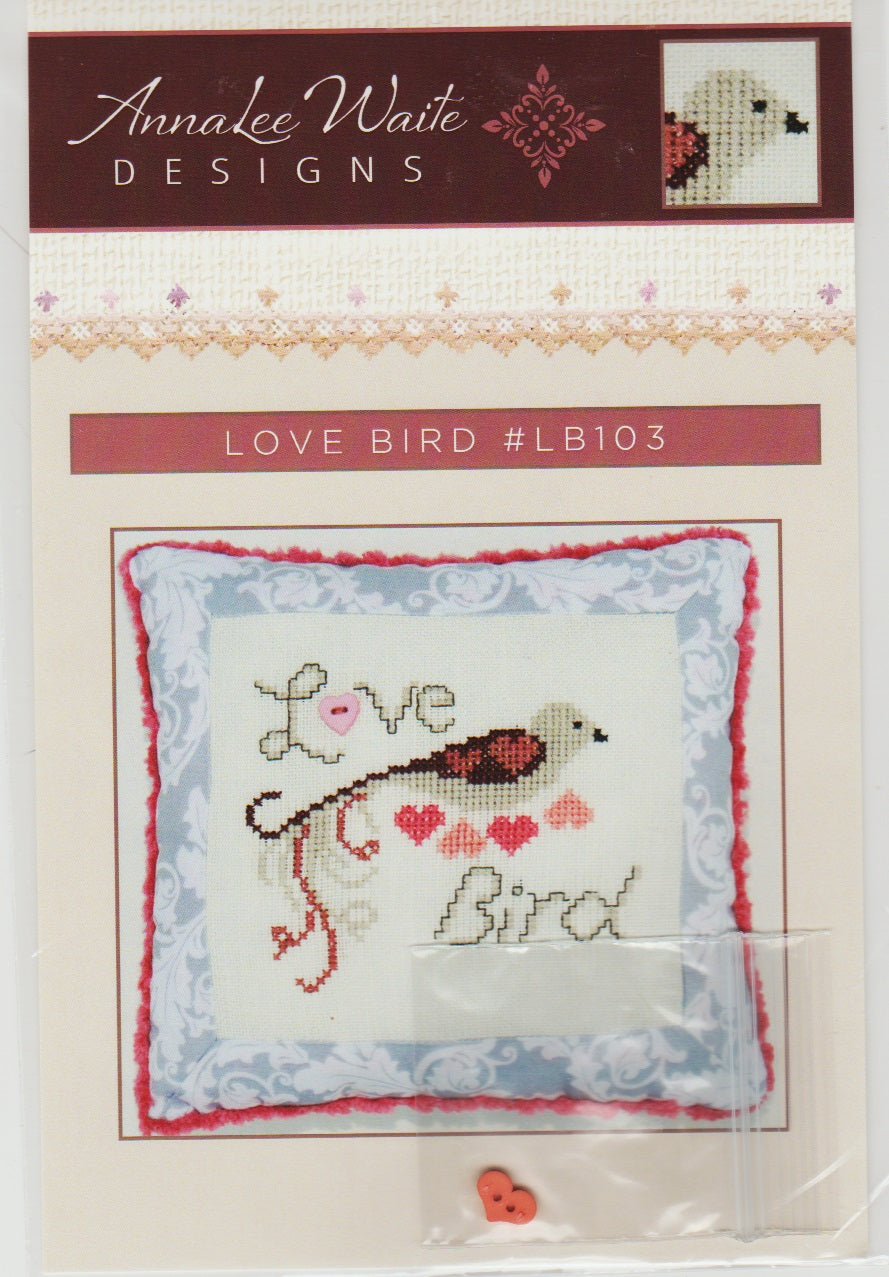 AnnaLee Waite Love Bird pillow cross stitch pattern