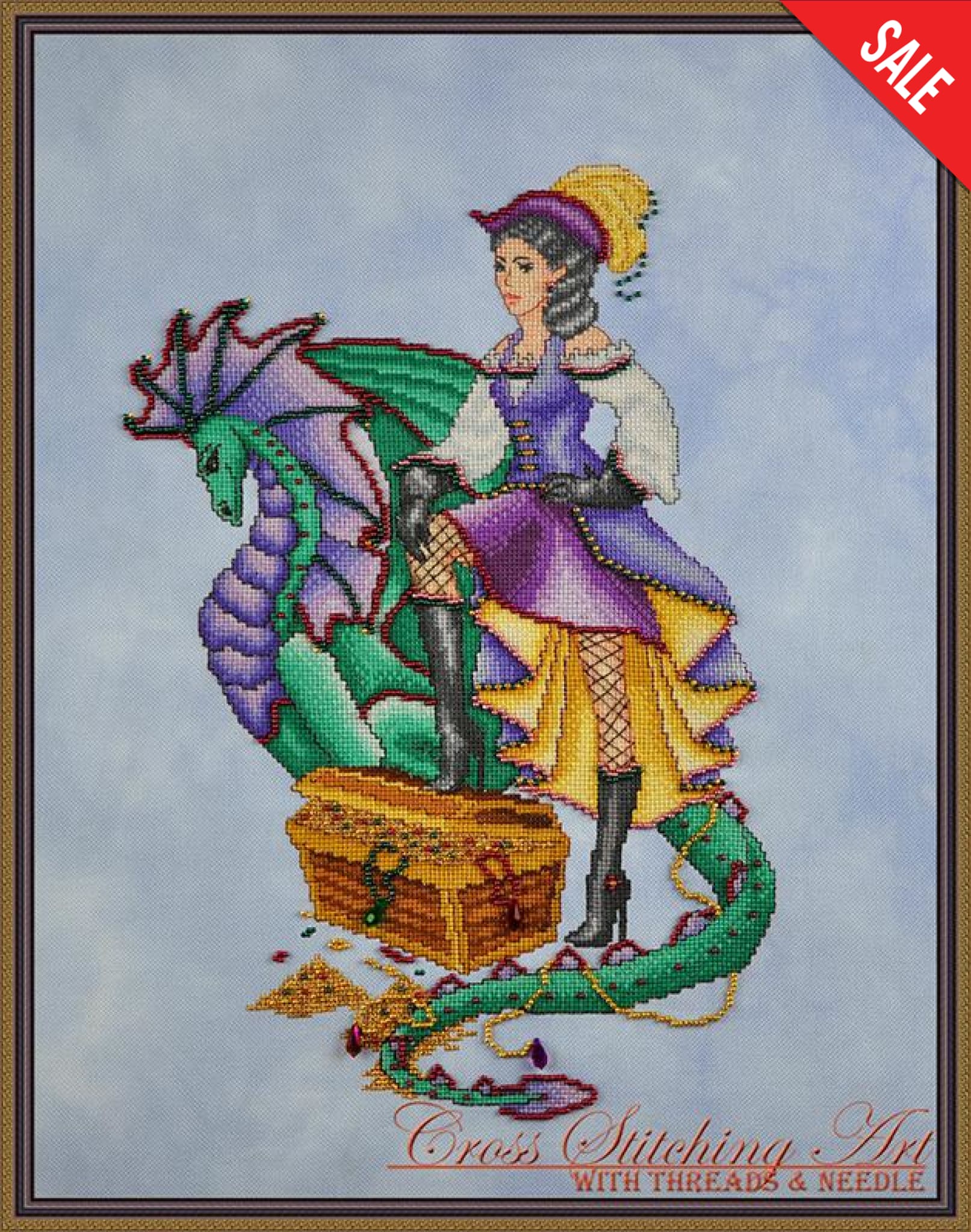 Cross Stitching Art Margot, The Treasure Keeper fashion fantasy cross stitch pattern