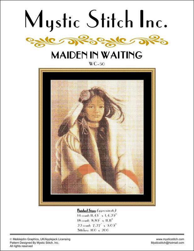 Mystic Stitch Maiden In Waiting WC-50 native american cross stitch pattern