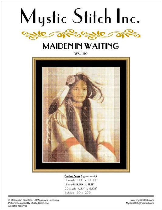 Mystic Stitch Maiden In Waiting WC-50 native american cross stitch pattern