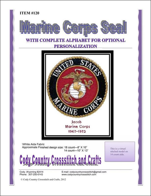 Cody Country Marine Corps 120 patriotic cross stitch pattern