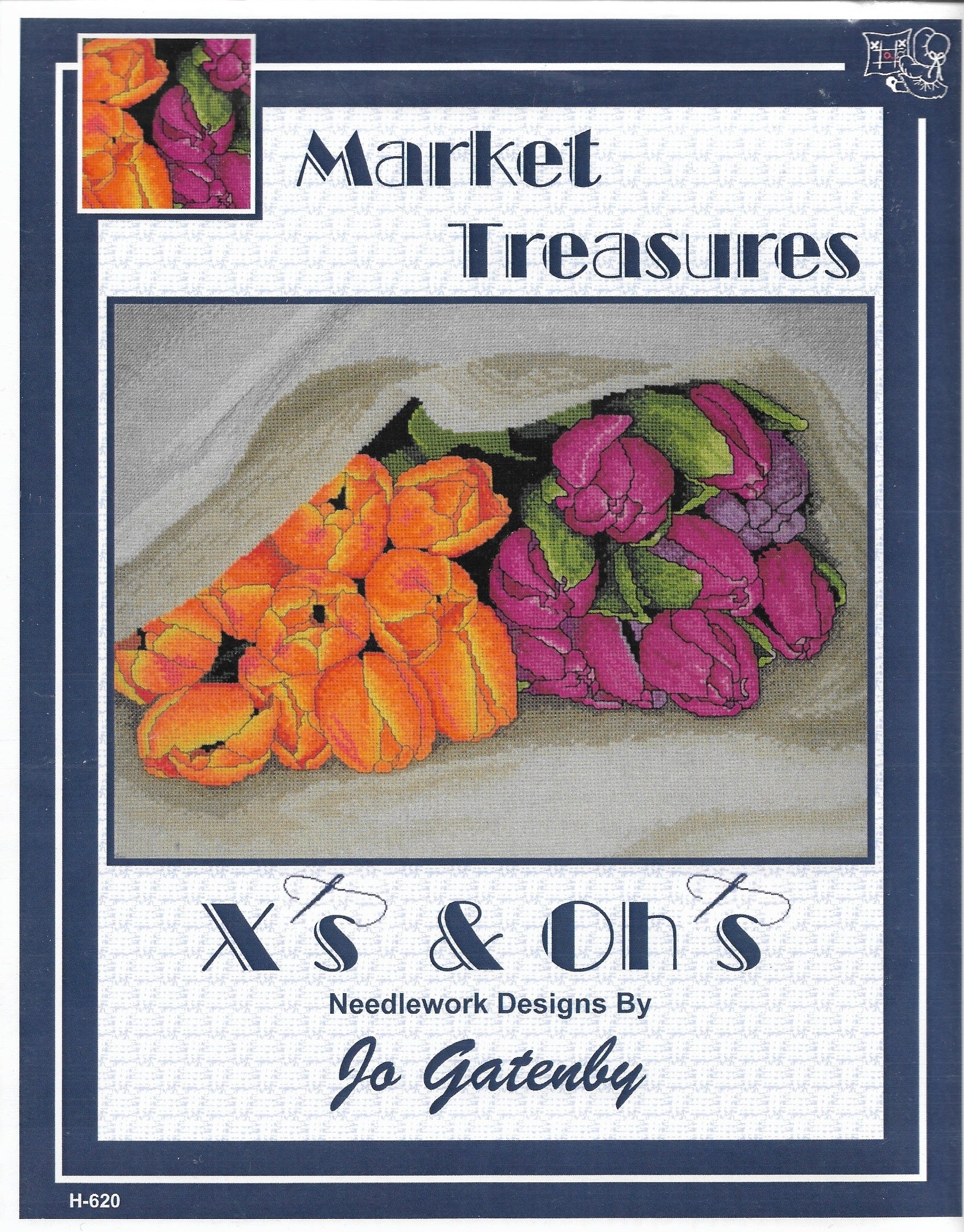 X's & Oh's Market Treasures H-620 flowers cross stitch pattern