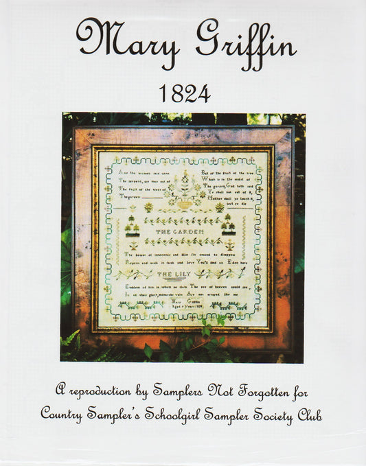 Samplers Not Forgotten Mary Griffin 1824 cross stitch pattern
