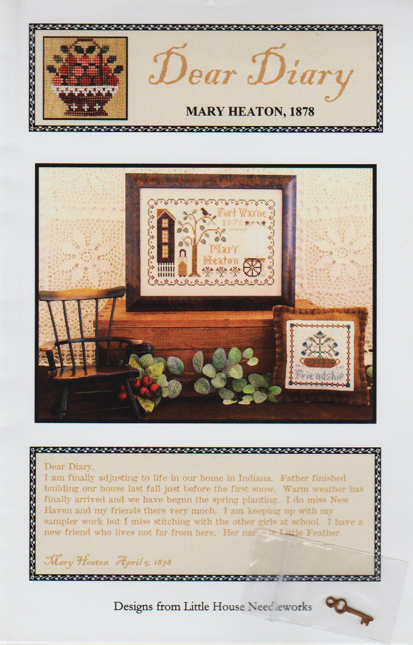 Little House Needleworks Mary Heaton 1878 Dear Diary cross stitch pattern