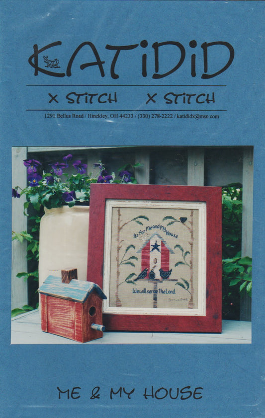 Katydid Me & My House religious cross stitch pattern