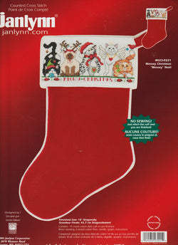 JanLynn Meowy Christmas 023-0221 cat christmas stocking cross stitch kit