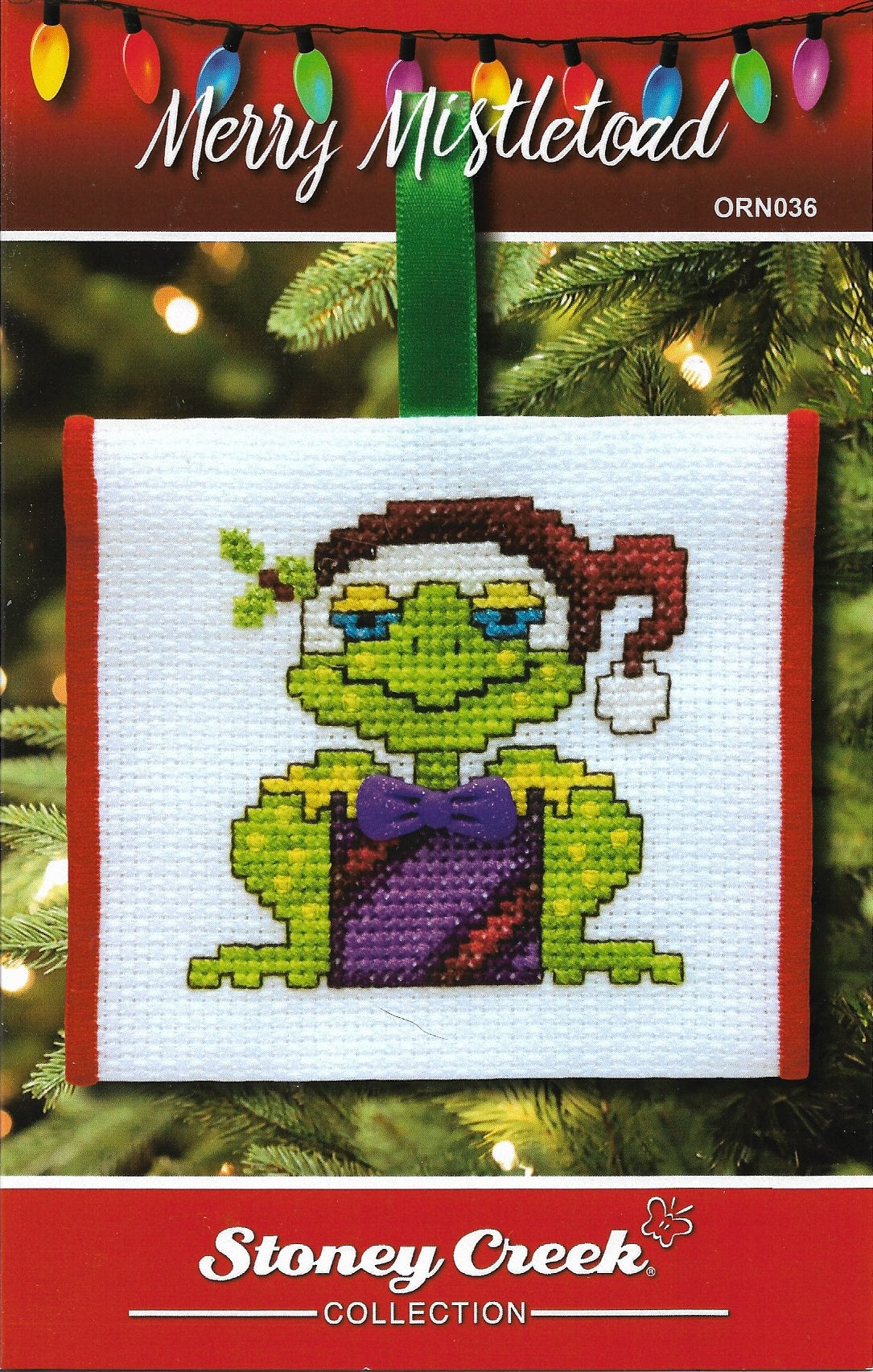 Stoney Creek Merry Mistletoad ORN036 christmas ornament cross stitch pattern