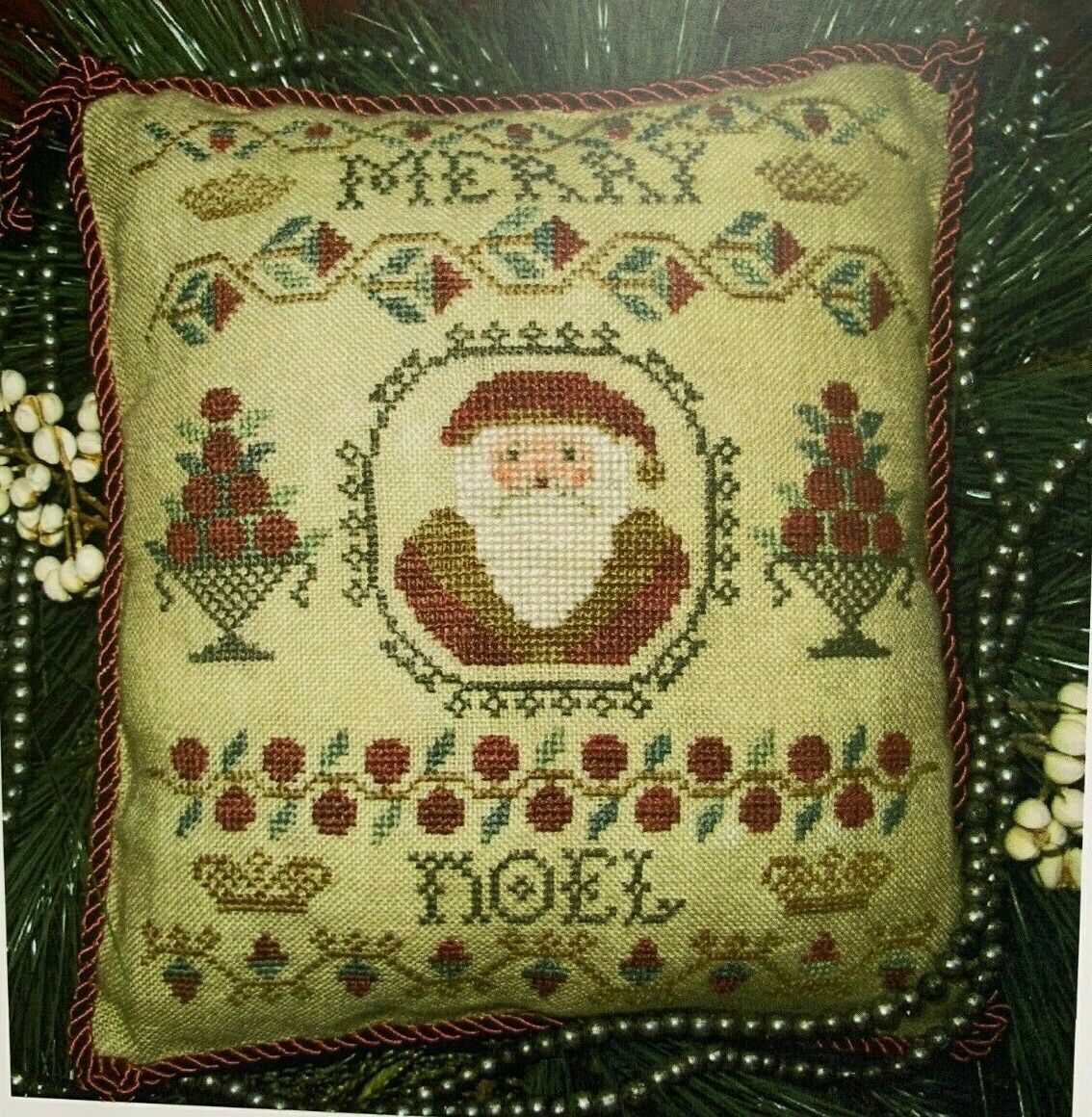 Homespun Elegance Merry Noel Sampler Santa Cinnamon Stick XXVI 243 christmas cross stitch pillow pattern